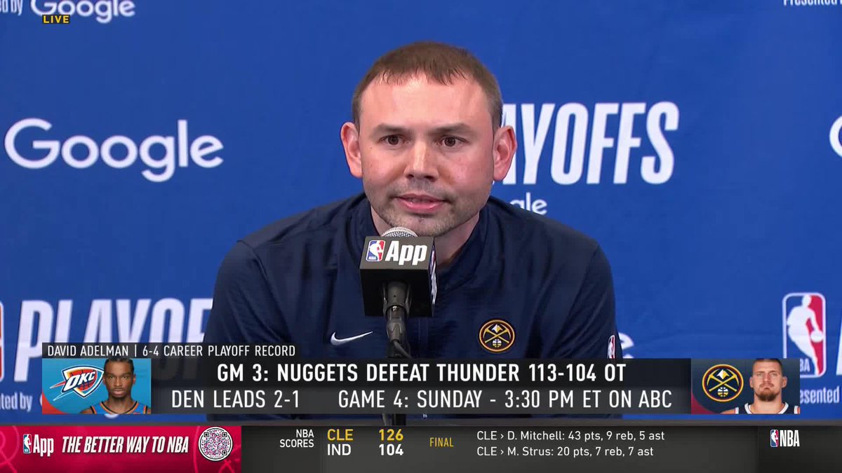 "The bottom line is: that guy, just keep shooting the ball" 🗣️ Nuggets HC David Adelman spoke on Jokić's impact despite an off shooting night