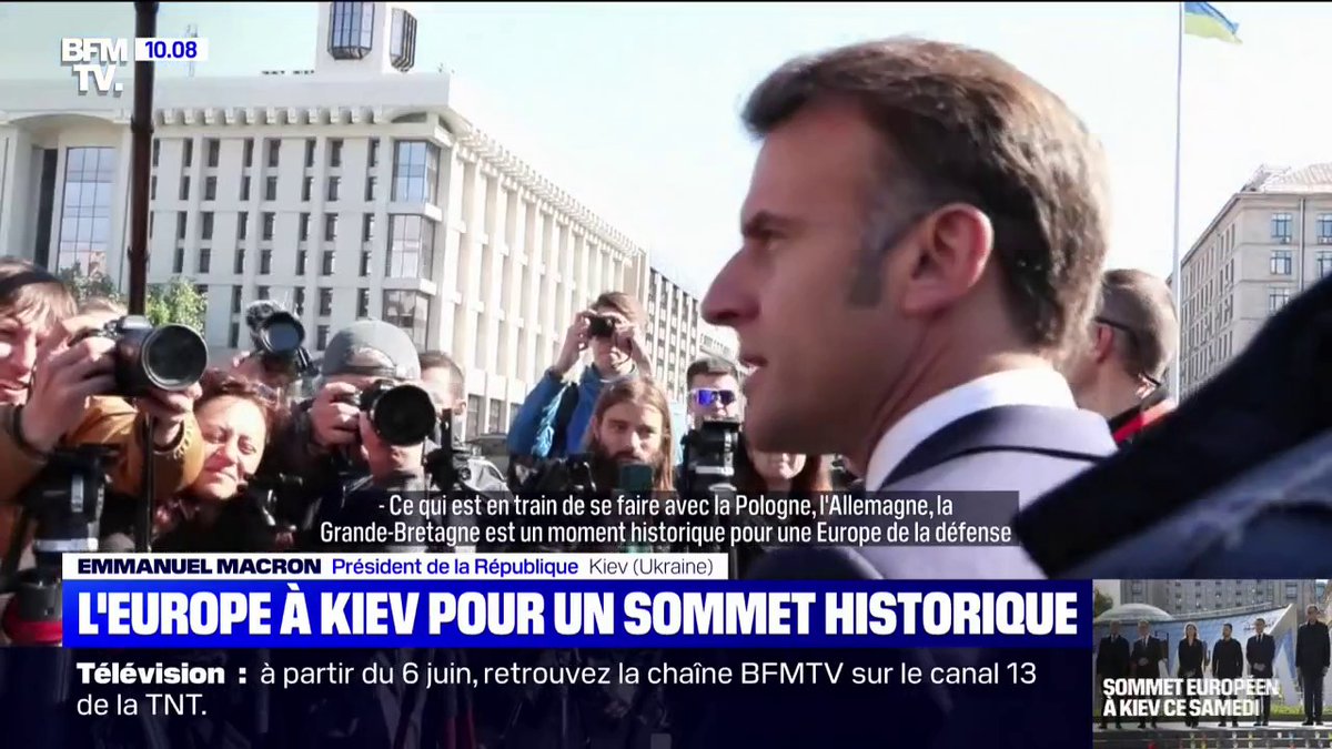 💬​​ "C'est un moment historique pour une Europe de la défense et une plus grande indépendance pour notre sécurité" Emmanuel Macron s'exprime en Ukraine lors du sommet européen à Kiev