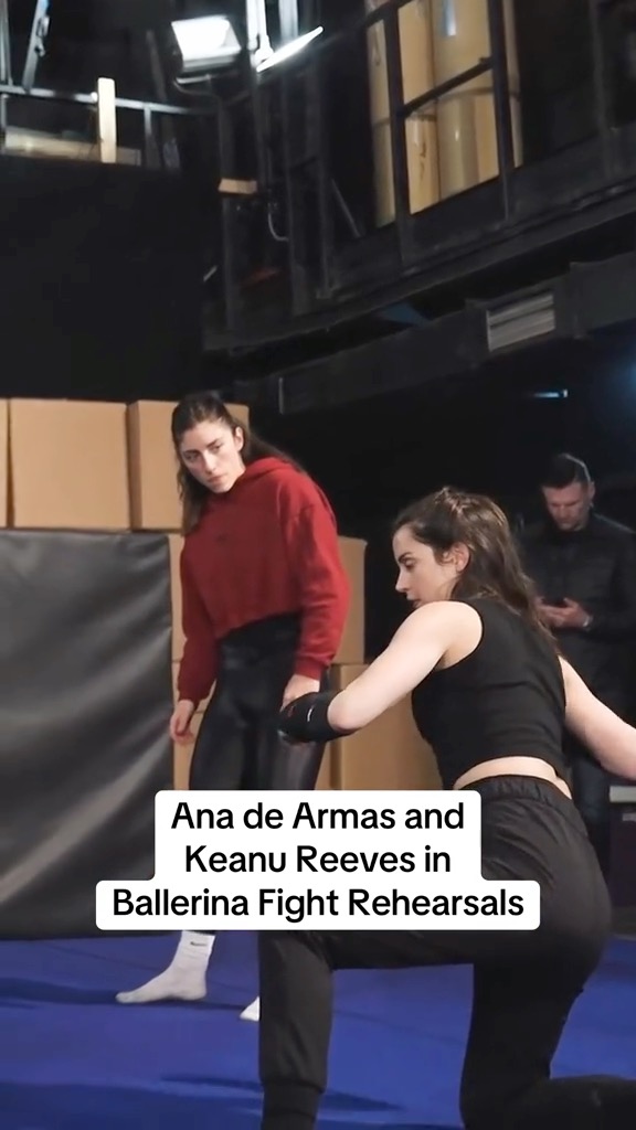 Watch Ana de Armas and Keanu Reeves rehearse fight choreography for #Ballerina.