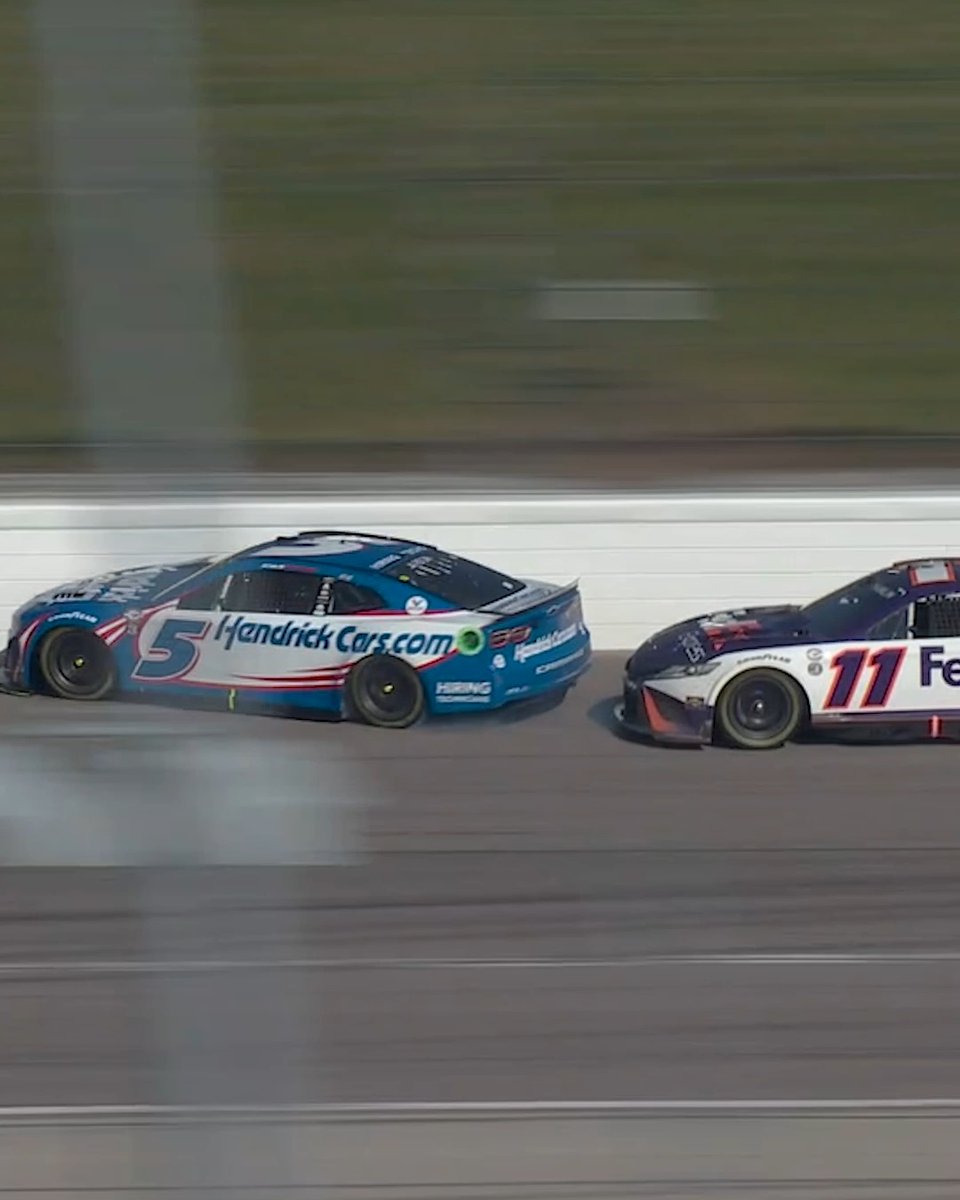 "That's just two guys going for it." A hard-fought battle to the finish between Denny Hamlin and Kyle Larson.