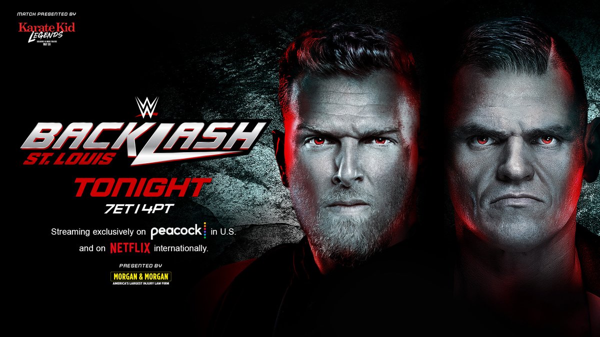 .Pat McAfee and GUNTHER go head-to-head TONIGHT at #WWEBacklash! 7ET/4PT Streaming exclusively on Peacock in the U.S. and Netflix internationally.