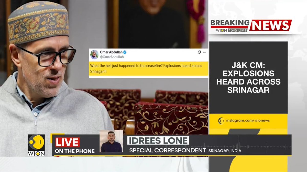 "Explosions heard across Srinagar," posts Jammu and Kashmir Chief Minister Omar Abdullah Idrees Lone joins Molly Gambhir with more details from Srinagar
