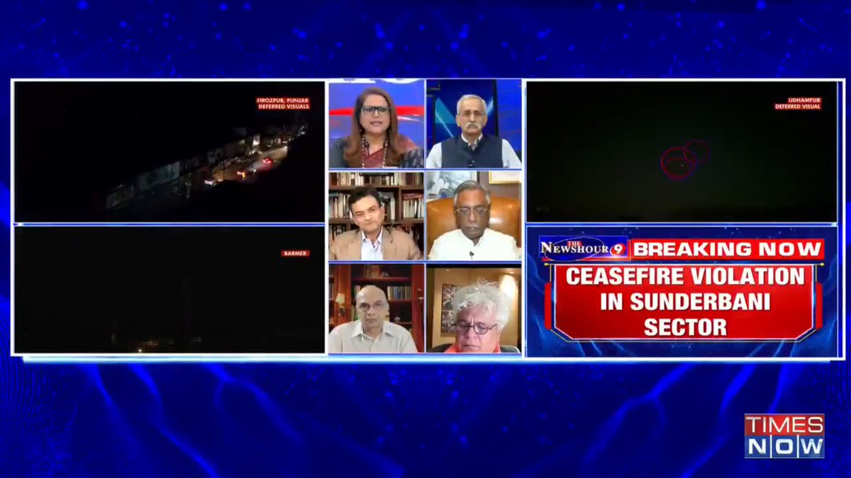 Big Breaking On The THE NEWSHOUR - Pak drones intercepted in Udhampur. - Blackout in Pathankot, Faridkot - Blackout in Bhuj, Gujarat. - 10 drones spotted in Jammu. - Jammu air defence system activated. @NavikaKumar shares more details.