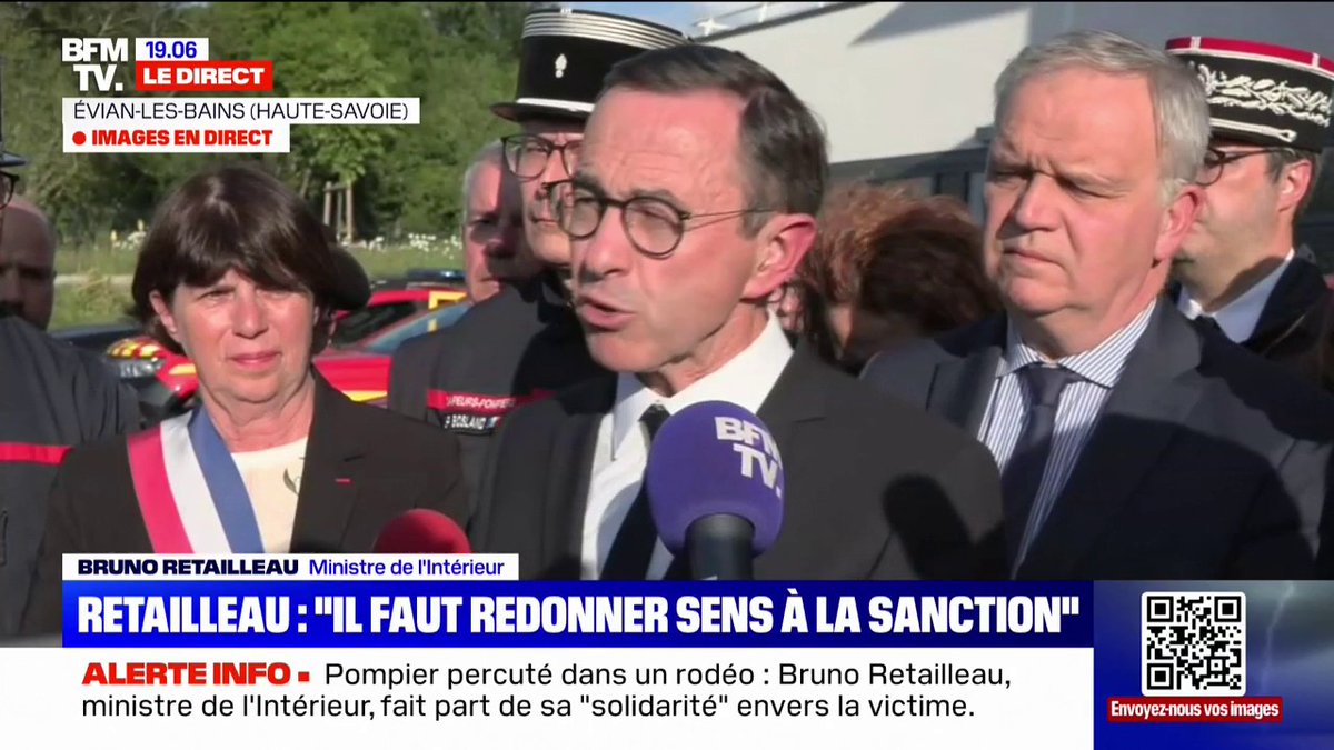 Pompier percuté à Évian-les-Bains: "Il faut redonner sens à la sanction", assure Bruno Retailleau