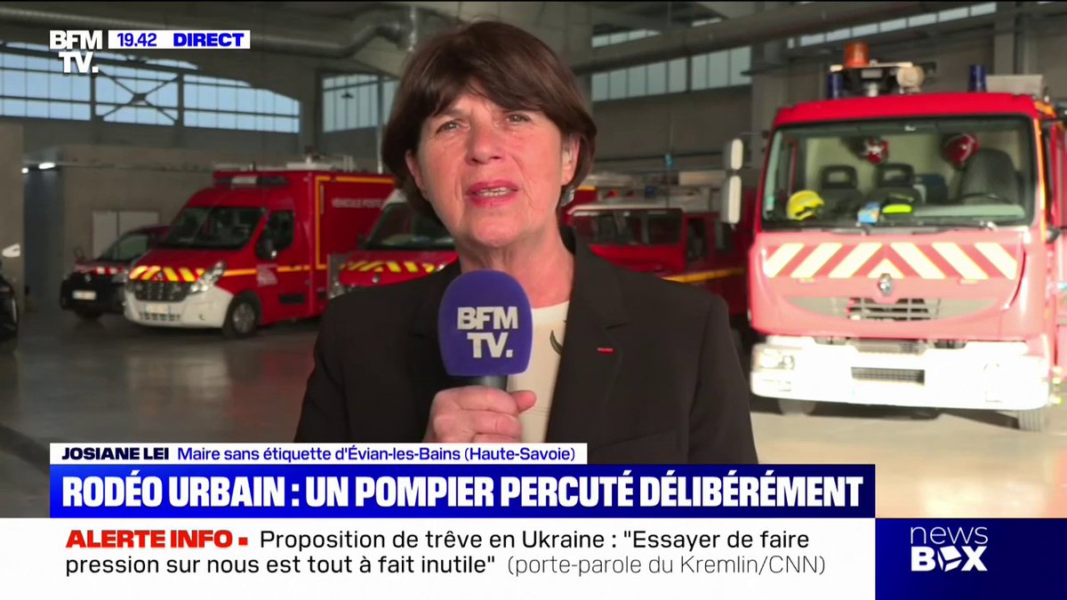 Pompier percuté dans un rodéo urbain: la maire d'Évian-les-Bains évoque de la "colère", de la "tristesse" et de la "stupeur"