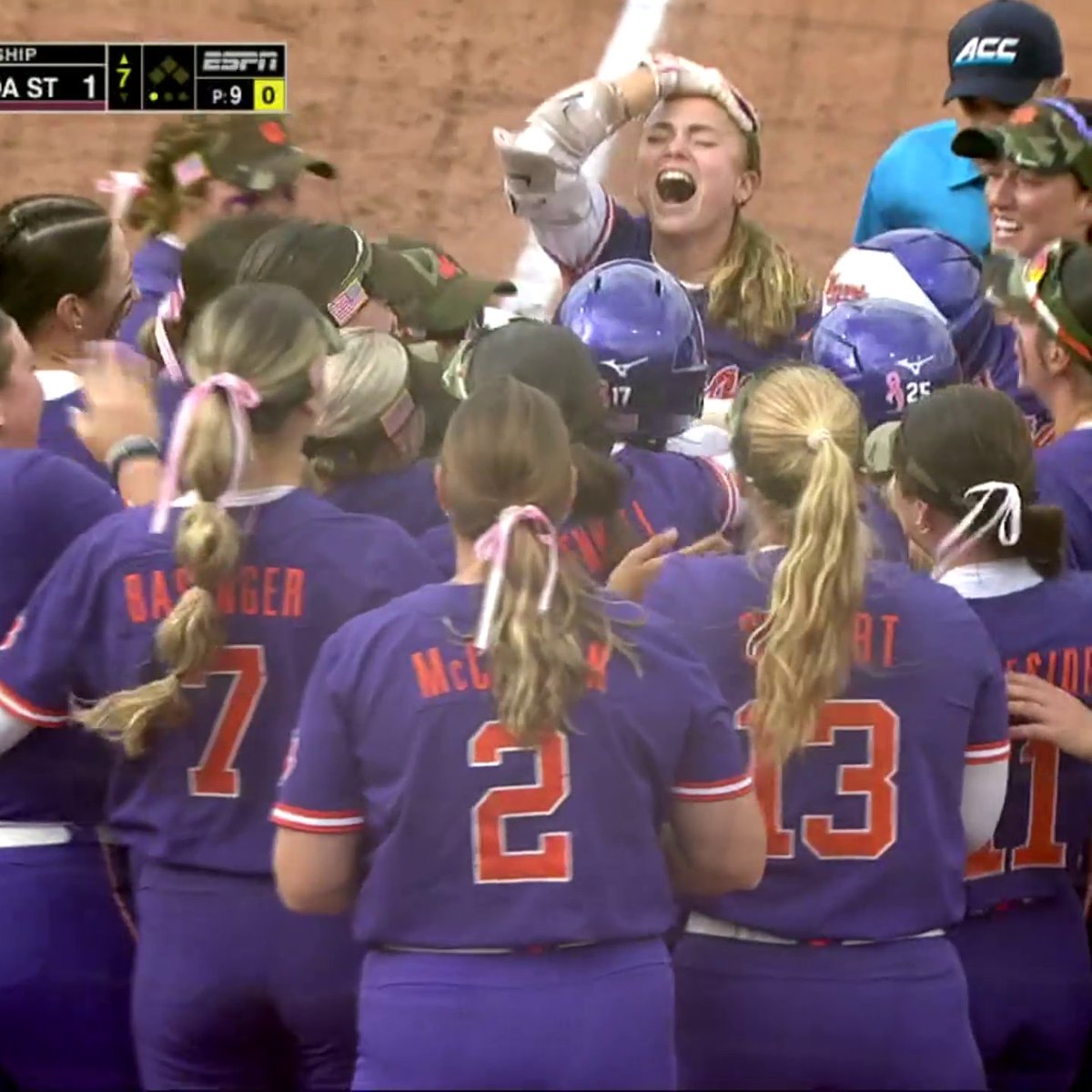 Kylee Johnson 2-run HR in the 7th to take the lead‼️ There's NO QUIT in these Clemson Tigers 😤🔥 Clemson Softball 🥎