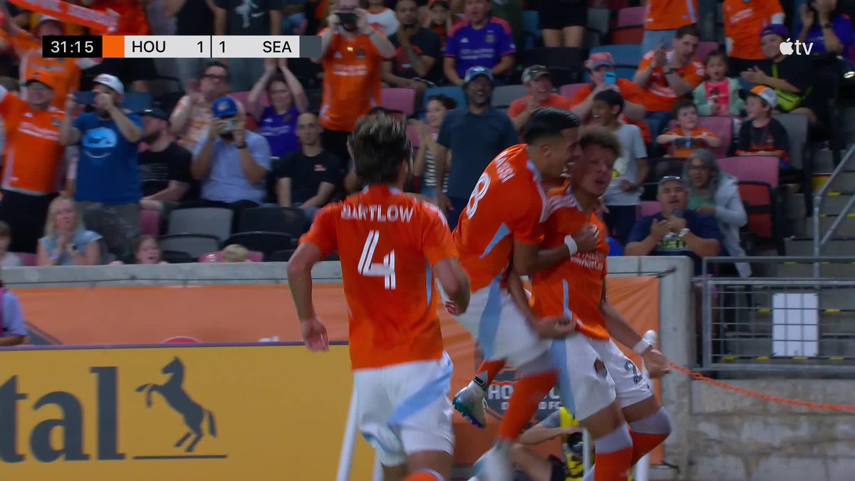McGlynn places it perfectly, and Awodesu puts it away! Houston Dynamo FC find their equalizer.