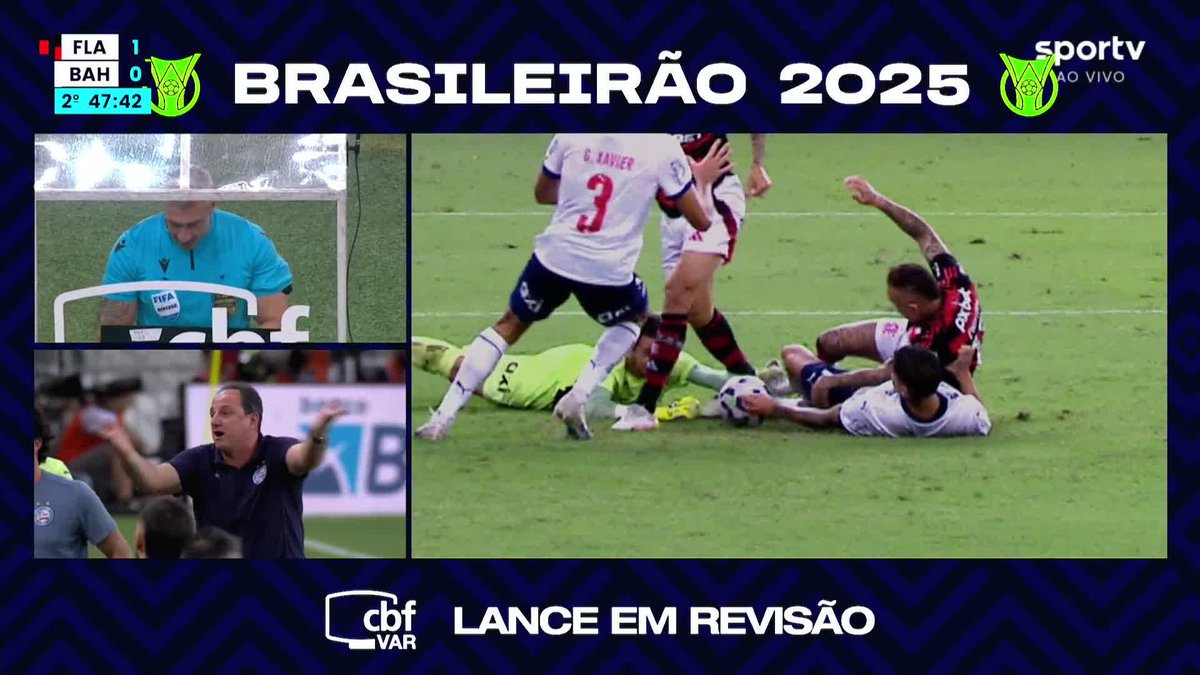 VAR recomendou revisão neste lance por possível pênalti (toque de mão dentro da área). Anderson Daronco nada marcou.