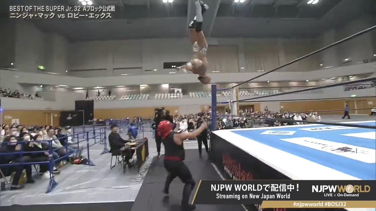 .Robbie X. "Corkscrew Moonsault" Sign up Now & Stay tuned to #NJPW #njpwworld #BOSJ32