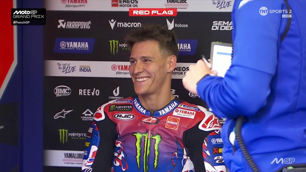 Fabio Quartararo couldn't help but laugh 😅 #MotoGP | #FrenchGP | Live on TNT Sports and Discovery+