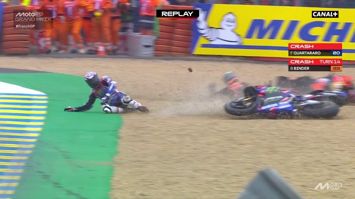 🔙 REPLAY 🔙 La chute de Fabio Quartararo à la sortie du dernier virage... 💔 #MotoGP #FrenchGP