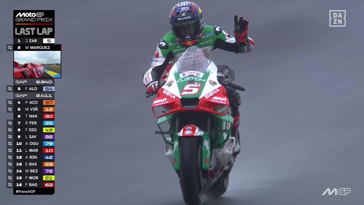 LECCIÓN MAGISTRAL BAJO LA LLUVIA 🌧️ Johann Zarco se corona en Le Mans y gana una carrera loca 🤯 Segundo terminó Marc Márquez y tercero Aldeguer #FrenchGP 🇫🇷 #MotoGP 🏁