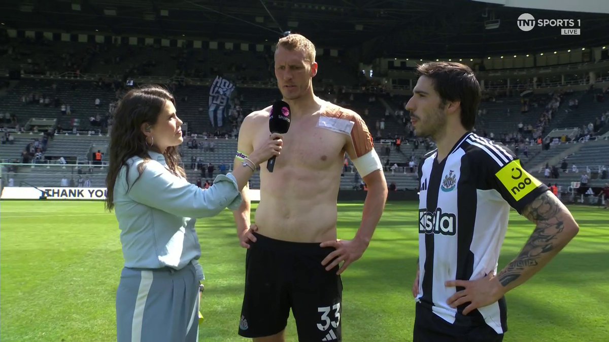 "Cup final was our biggest game, this one was after" 🗣️ Dan Burn and Sandro Tonali speak to Becky Ives following Newcastle's massive win over Chelsea 🔥 📺 TNT Sports & discovery+ UK