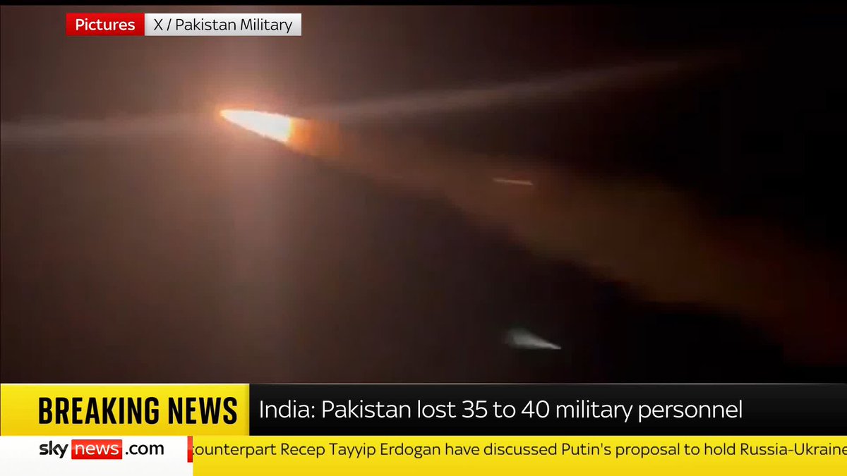 BREAKING: Pakistan lost 35 to 40 military personnel in fighting with India, according to Reuters. Follow our live blog for more: 📺 Sky 501, Virgin 602, Freeview 233 and YouTube