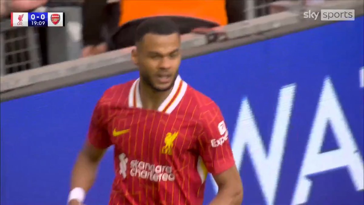 Cody Gakpo heads home Andy Robertson's cross to give Liverpool the lead at Anfield ⚽️🔴