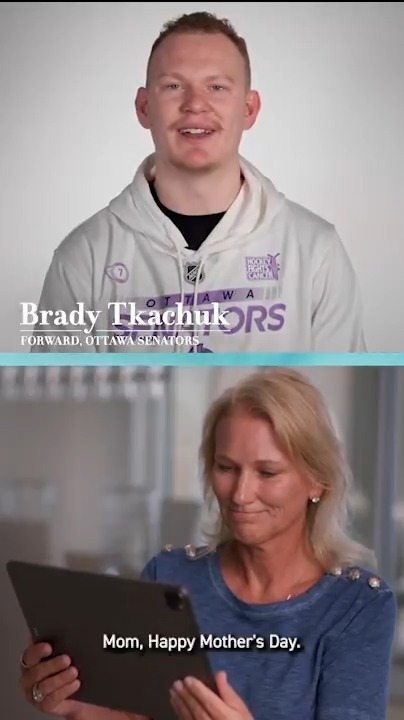 Matthew and Brady Tkachuk surprised their mom, Chantal, with special messages for Mother's Day 🙌 (via NHL)