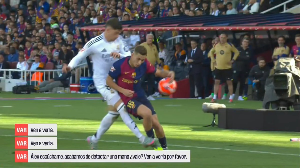 🎥 AUDIO VAR: Así se anuló el 5-3 de Fermín por mano en ELCLÁSICO #LALIGAenDAZN ⚽