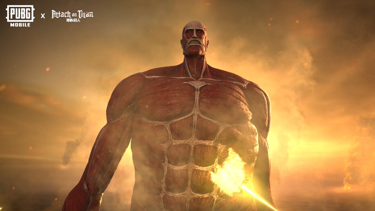 It’s here! The one that destroyed the gate has suddenly appeared in northeast Erangel! See the Colossal Titan for yourself! 📲 #PUBGMOBILE #PUBGMxAttackOnTitan #AttackOnTitan #AOT