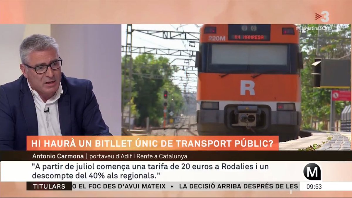 🔴 "Rodalies té una fiabilitat al voltant del 90%, encara que hi hagi incidències" Antonio Carmona, director de Rodalies Catalunya #ElsMatins3Cat ▶