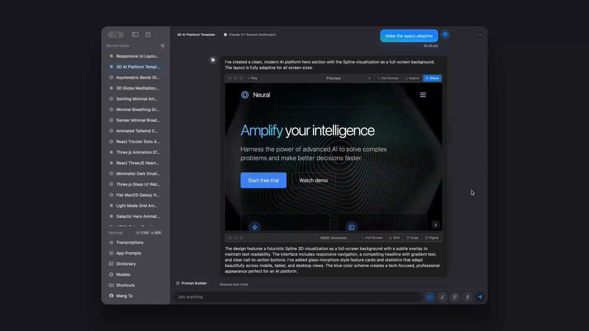 This is the prompt builder I wish I had when I started vibe coding I did over 10,000 prompts and I put all my knowledge of UI into this builder. It has all the layout, color, typography and animation styles you can think of. It can even input html, figma url and adapt from hundreds of templates to create the perfect UI for you. Perfect for beginners and design explorations.