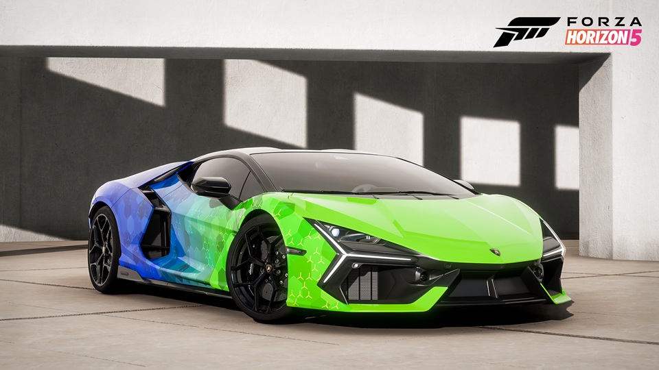 Experience the new Horizon Realms reward car, the Lamborghini Revuelto, in an exciting new livery co-designed with Lamborghini. Unlock the car and add the livery to your collection with Share Code 687 884 132.