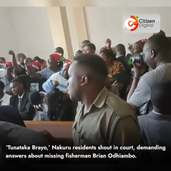 ‘Tunataka Brayo,’ Nakuru residents shout in court, demanding answers about missing fisherman Brian Odhiambo