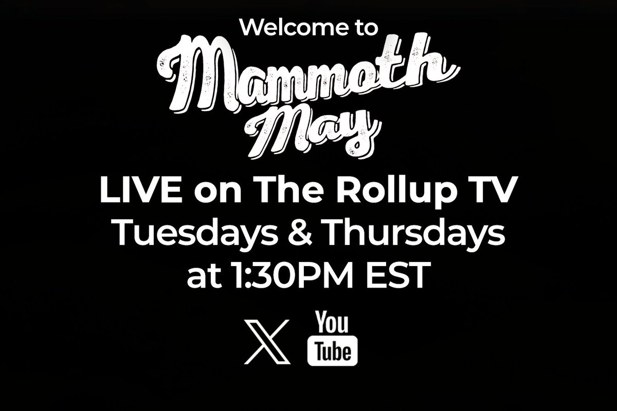 It's time to go bigger 🦣 We are taking our biggest bet yet with The Rollup TV, our new LIVE show. Our first step is Mammoth May, powered by Celestia. In the coming weeks, we are taking you with us on the frontier to meet the leaders of our industry & beyond when it matters most. The good stuff happens live. See you there.