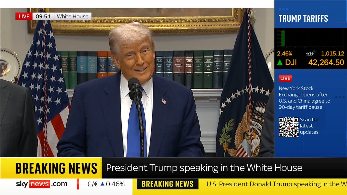 "We helped a lot". US President Donald Trump opens his speech by saying his administration helped broker a "full and immediate ceasefire" between India and Pakistan this weekend. Latest: 📺 Sky 501, Virgin 602, Freeview 233 and YouTube