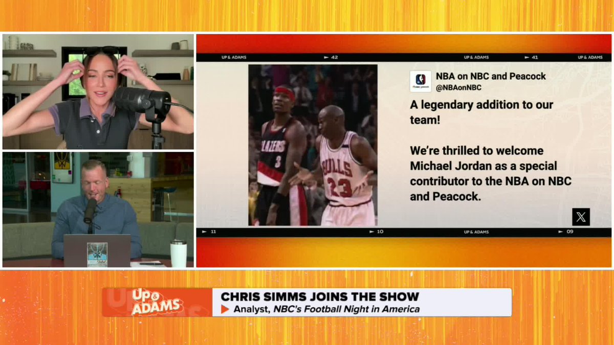 We broke the news of Michael Jordan joining NBC to Chris Simms and he couldn't contain his excitement. 😂 Kay Adams | Chris Simms