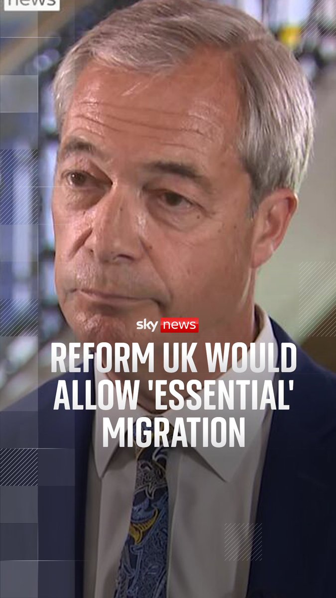 Reform UK leader Nigel Farage said there would be an "essential skills" exemption in his plans to dramatically reduce migration to the UK, as was in its 2024 manifesto.