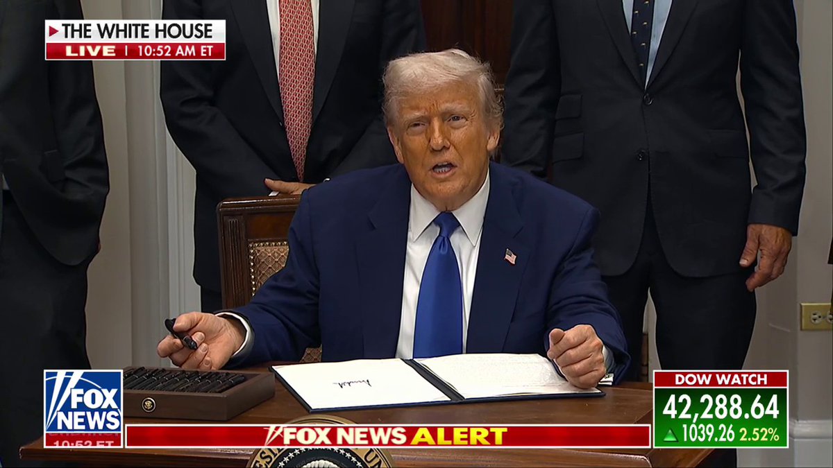 "You should be embarrassed by that question — they’re giving us a free jet!" Donald J. Trump fires back at ABC News while signing an executive order at the The White House, after a reporter presses him on whether Qatar’s jet is a “personal gift.”