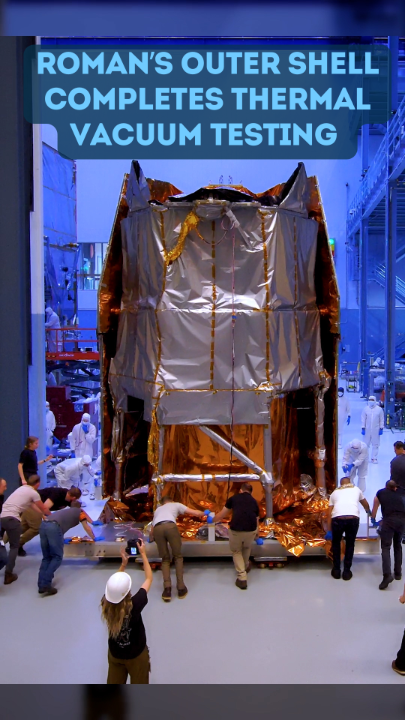 ICYMI: NASA’s Nancy Grace Roman Space Telescope’s outer barrel assembly, test solar array sun shield and deployable aperture cover — together known as the OSD — have completed space environment testing!