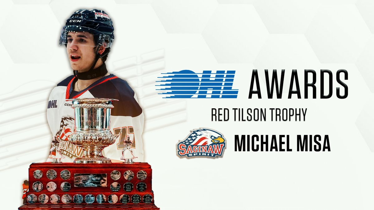 2025 #OHLAwards 🏆 Top #NHLDraft prospect Michael Misa of Saginaw Spirit is this year's recipient of the Red Tilson Trophy, presented annually to the #OHL's Most Outstanding Player as voted by the League's accredited writers and broadcasters. DETAILS 📰: