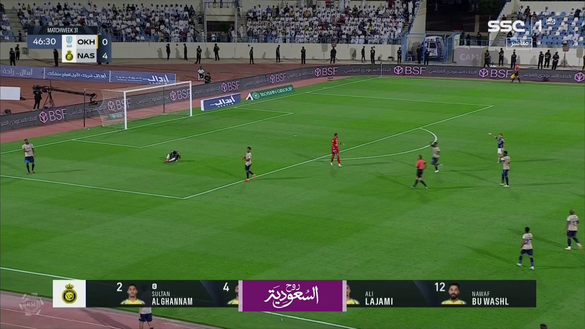 حكم اللقاء يشهر البطاقة الحمراء لحارس الأخدود #دوري_روشن_السعودي #الأخدود_النصر | #SSC