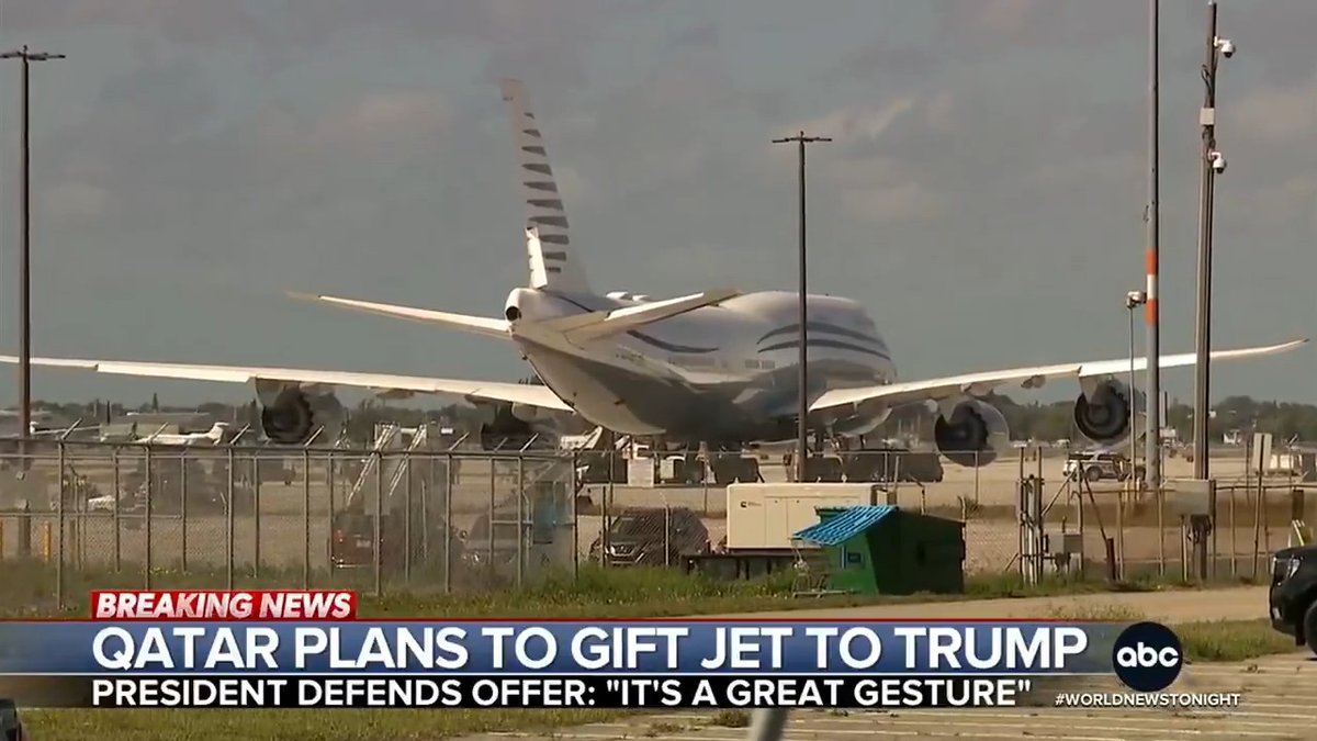 Pres. Trump defended plans to accept the $400 million 747-8 luxury from the government of Qatar amid ethical and national security concerns. It would serve as Air Force One and be turned over to Trump’s library when he leaves office. Jonathan Karl reports.