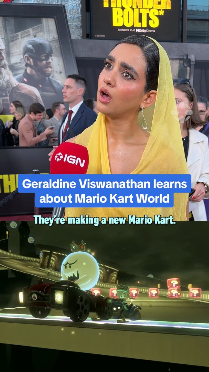 Thunderbolts* star Geraldine Viswanathan is shocked to find out Mario Kart World is coming in June: