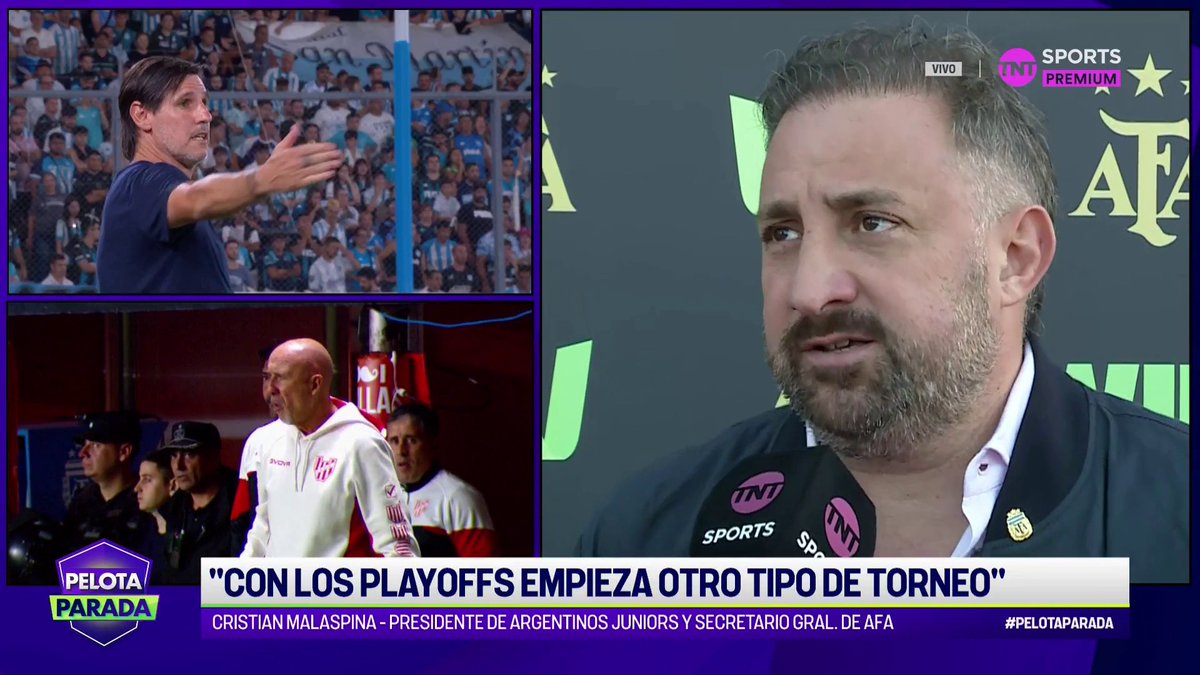 Cristian Malaspina ( pdte. de AAJJ y Secretario General de AFA ). “Este año les está yendo muy bien a los equipos argentinos en el plano internacional, producto de no matar a los equipos en el torneo local”. #EDLP jugó los 8vos de final en menos de 72 hs.