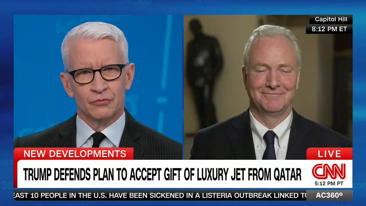 "This is grift, pure and simple": Democratic Sen. Chris Van Hollen of Maryland talks about President Trump's plan to accept a luxury 747 from the Qatari royal family to use as Air Force One.