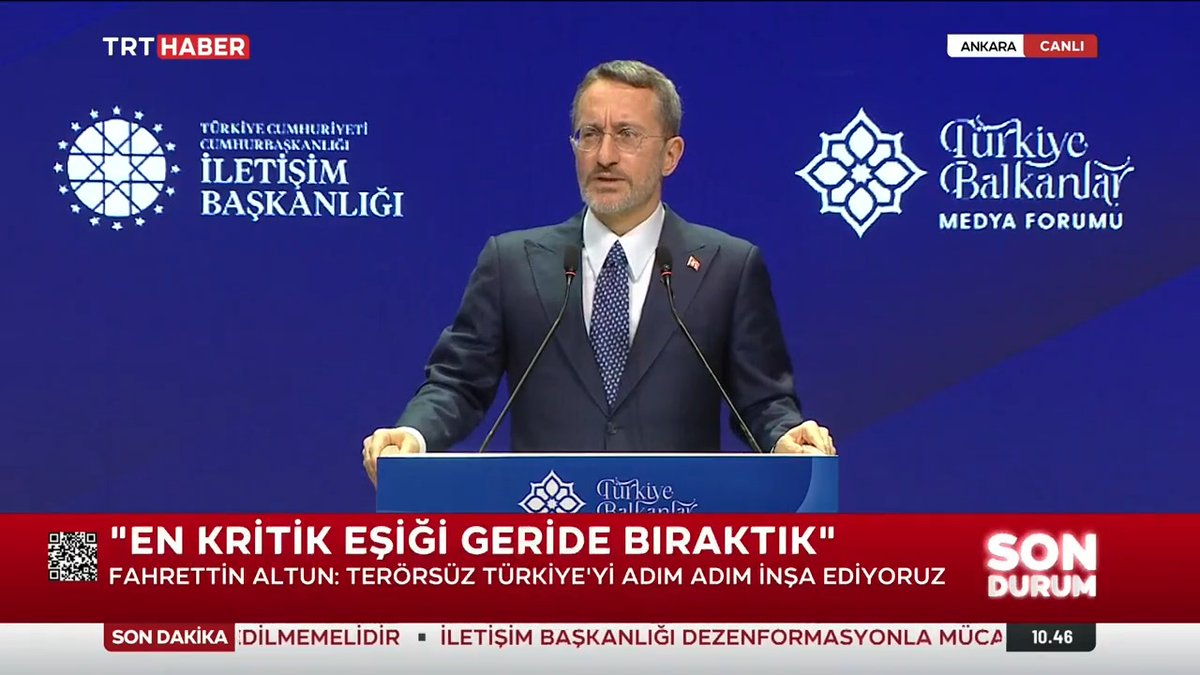 İletişim Başkanı Fahrettin Altun: TRT Balkan dijital haber platformu, önemli bir boşluğu doldurmuş; hakikat ve adalet perspektifinden yayınlarla bölgeye, ülkemizdeki Balkan kökenli vatandaşlarımıza ve dünyadaki Balkan diasporasına güçlü bir alternatif medya kanalı sunmuştur.
