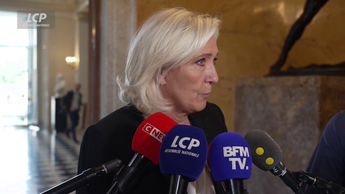 "Nous ne sommes pas en Suisse, il n'existe pas en France de votations, un référendum porte sur un texte de loi", affirme Marine Le Pen, qui s'oppose à l'éventuelle organisation d'un référendum avec trois questions. #DirectAN