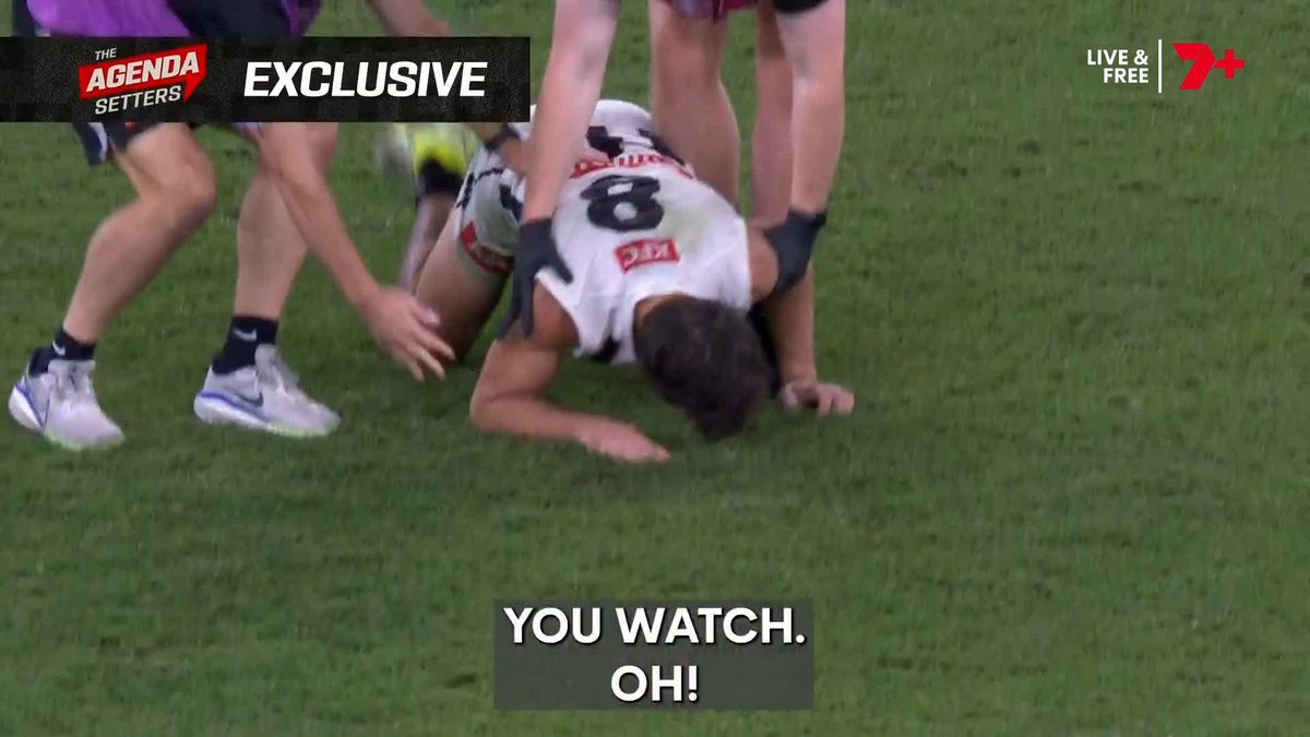 "Got an injured player in the middle. I'm watching." Exclusive vision and audio of the umpires acknowledging Lachie Schultz's injury, obtained by The Agenda Setters.