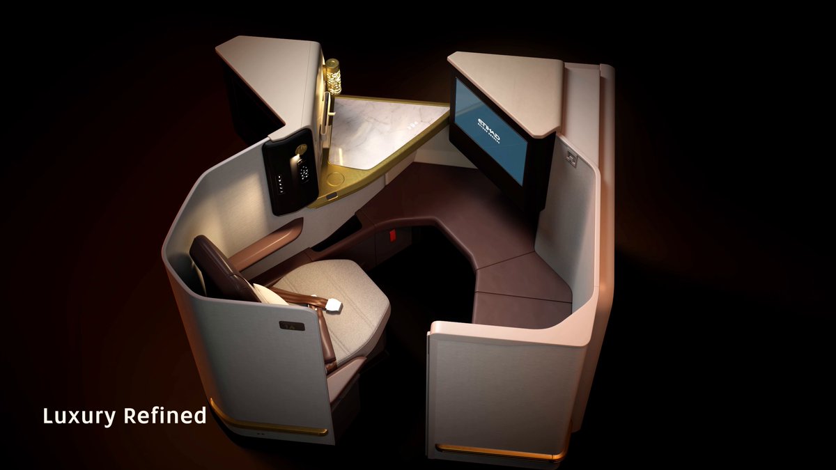 Our new A321LR First goes beyond expectations. This is a widebody experience on a narrowbody aircraft; private suites, lie-flat luxury, wireless charging, 4K entertainment and high-speed Wi-Fi. It’s Luxury Refined. #Etihad