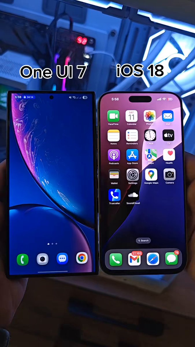 Samsung One UI 7 vs Apple iOS 18. iOS looks so clunky and out of date. 🤮🤮