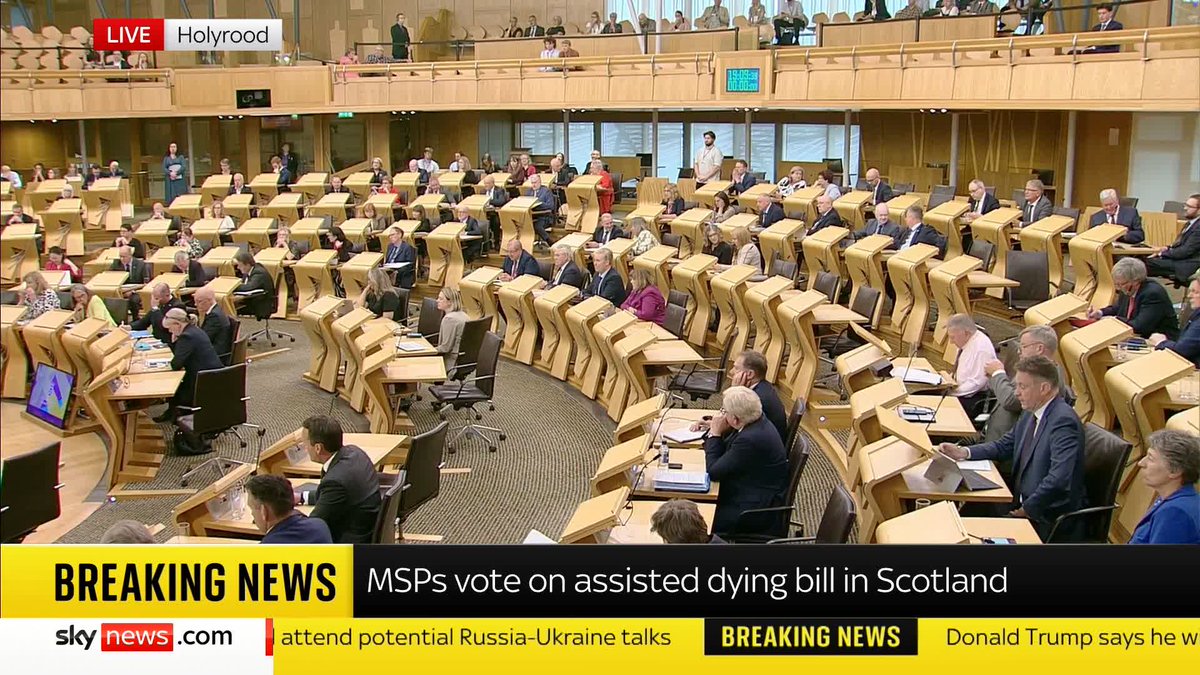 BREAKING: Plans to legalise assisted dying in Scotland pass first stage after MSPs vote in favour. Latest here: 📺 Sky 501, Virgin 602, Freeview 233 and YouTube