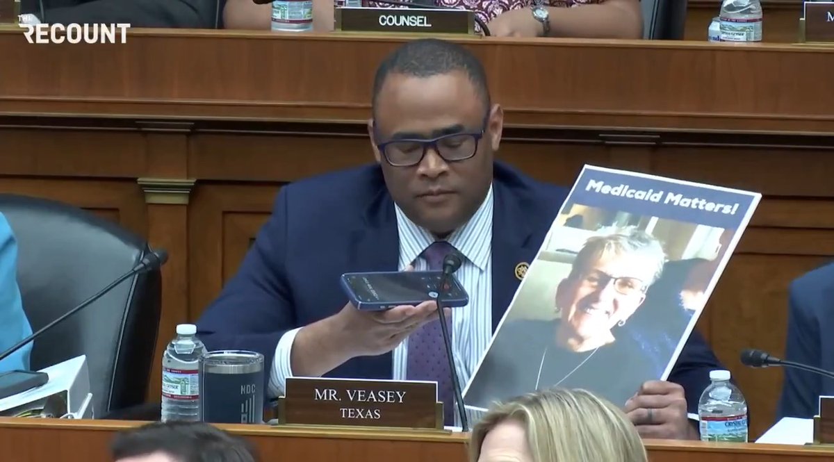 Rep. Marc Veasey (D-TX) has a cancer survivor call into the House Energy & Commerce Committee as it marks up a bill that would make cuts to Medicaid. Chair Brett Guthrie (R-KY): “You can’t play a recording.” Veasey: “It’s not a recording; it’s a live call.”