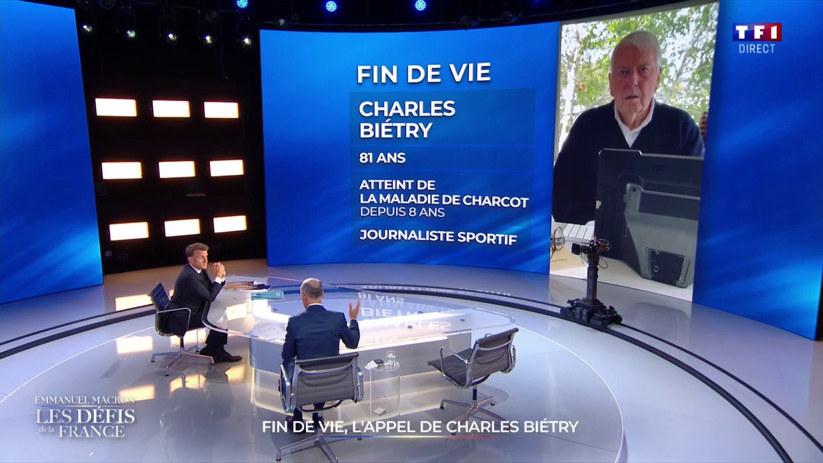 🔴 Interpellé par Charles Biétry sur la fin de vie, Emmanuel Macron répond qu'il souhaite que le texte soit voté par le Parlement, et précise qu'il pourrait recourir au référendum "en cas d'enlisement" ▶️ Emmanuel Macron - Les défis de la France