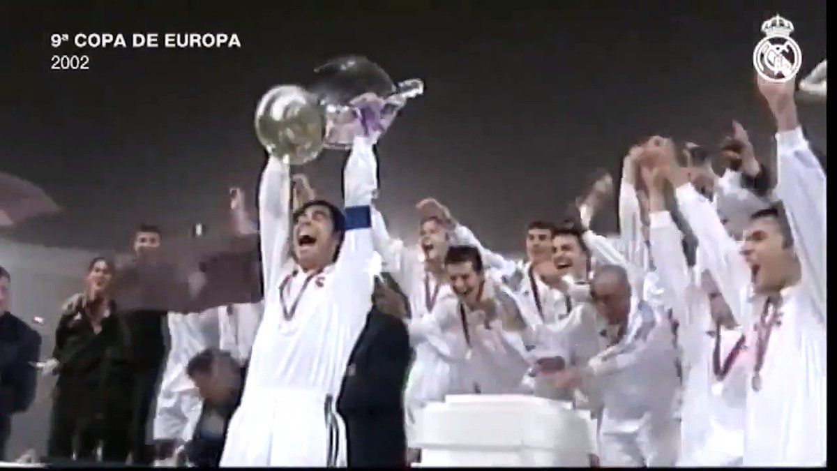 🚨 Há 23 anos, o Real Madrid vencia o Bayer Leverkusen na final da Champions League 2001/02 e levantava sua 9ª taça! ⚽🏆 Gols de Raúl, Lúcio e aquele GOLAÇO inesquecível do Zidane. Nostálgico!