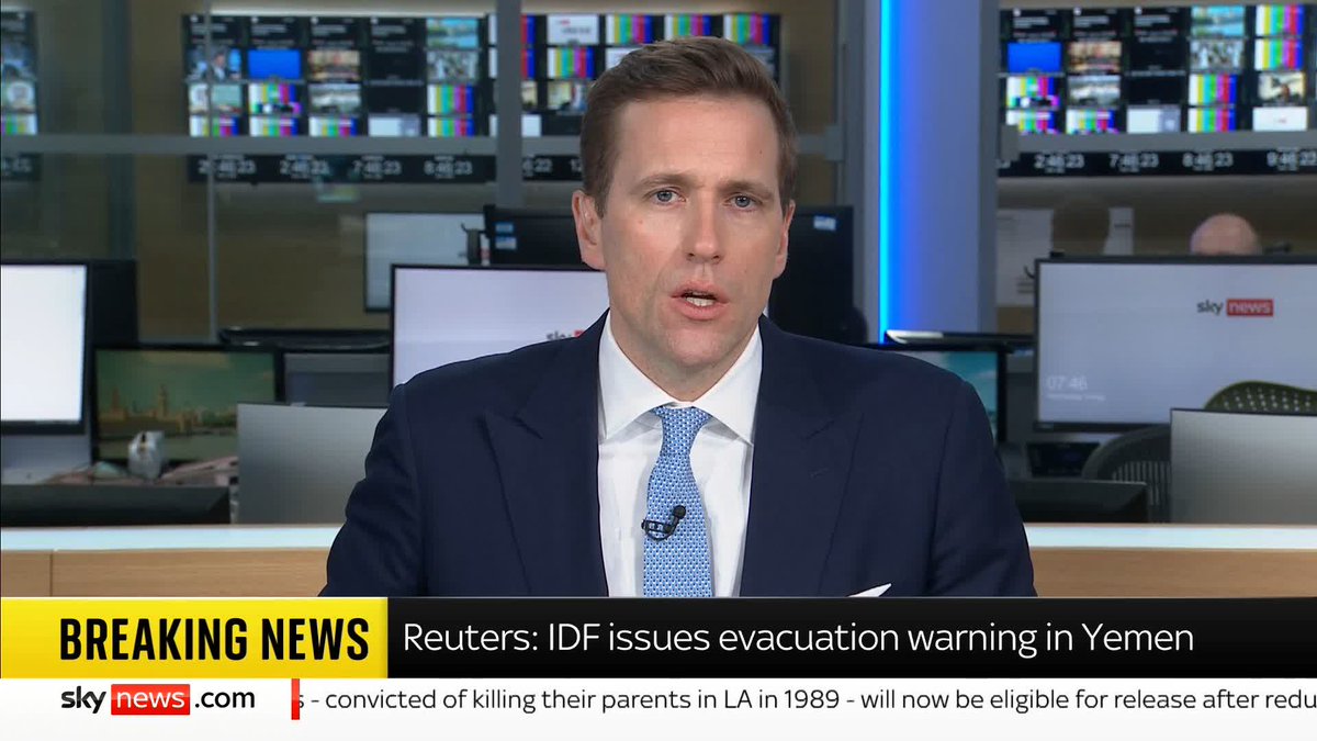 BREAKING: Israel has issued evacuation orders in Yemen - Reuters Latest ➡️ 📺 Sky 501, Virgin 602, Freeview 233 and YouTube