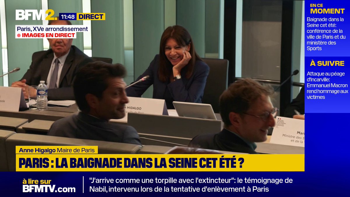Anne Hidalgo confirme qu'elle se baignera à nouveau dans la Seine le 5 juillet et qu'elle sera accompagnée de la ministre des Sports, des préfets et des présidents des conseils départementaux #BFM2