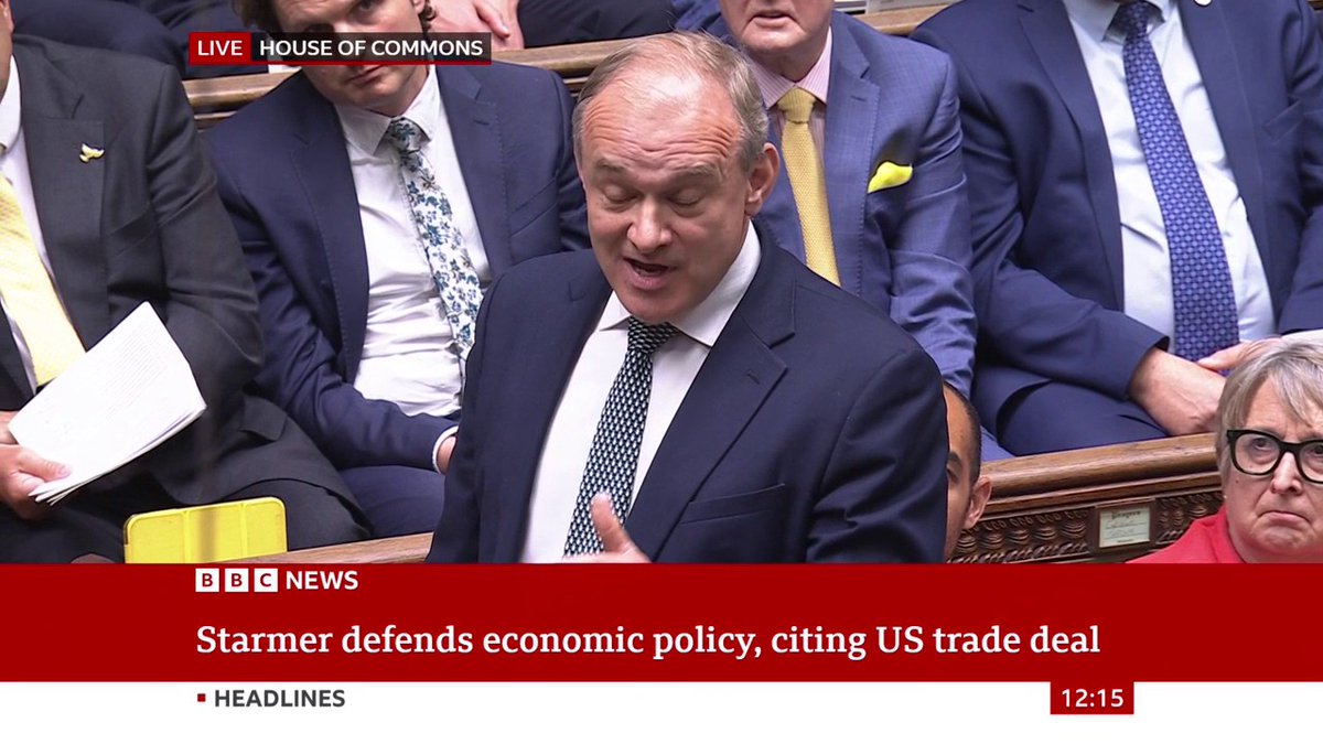 "Will [PM]... pick up the phone to President Trump for a joint plan to recognise Palestine and get food, water and medicine into Gaza?" asks Lib Dem leader Ed Davey "We are working with other leaders urgently" to improve aid flow, says Keir Starmer #PMQs